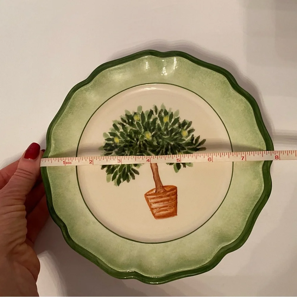 SAN MARCO ITALY LUNCHEON PLATES SET OF 4 FRUIT TREES WHITE GREEN LEMON APPLE